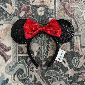 Disney Parks Authentic Sequin Minnie Mouse Ears Headband With Bow